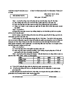 Đề thi tuyển chọn đội tuyển HSG tỉnh lớp 9 tỉnh năm học 2015 2016 môn Địa lí
